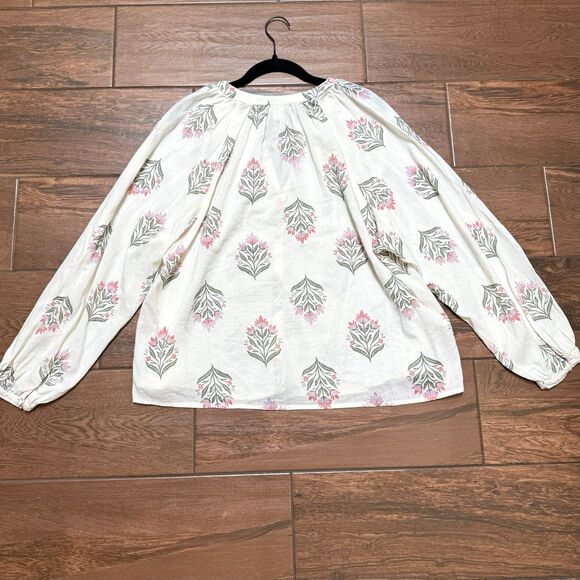 Old Navy Blouse Top Womens M Floral V-Neck Boho Peasant Cottagecore Prairie - Picture 6 of 6